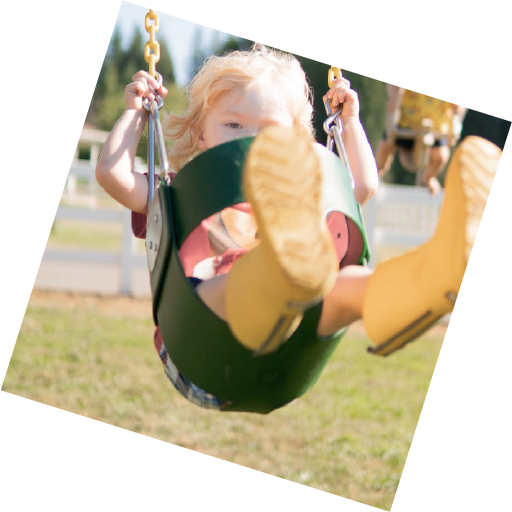 Child on swing in square shape